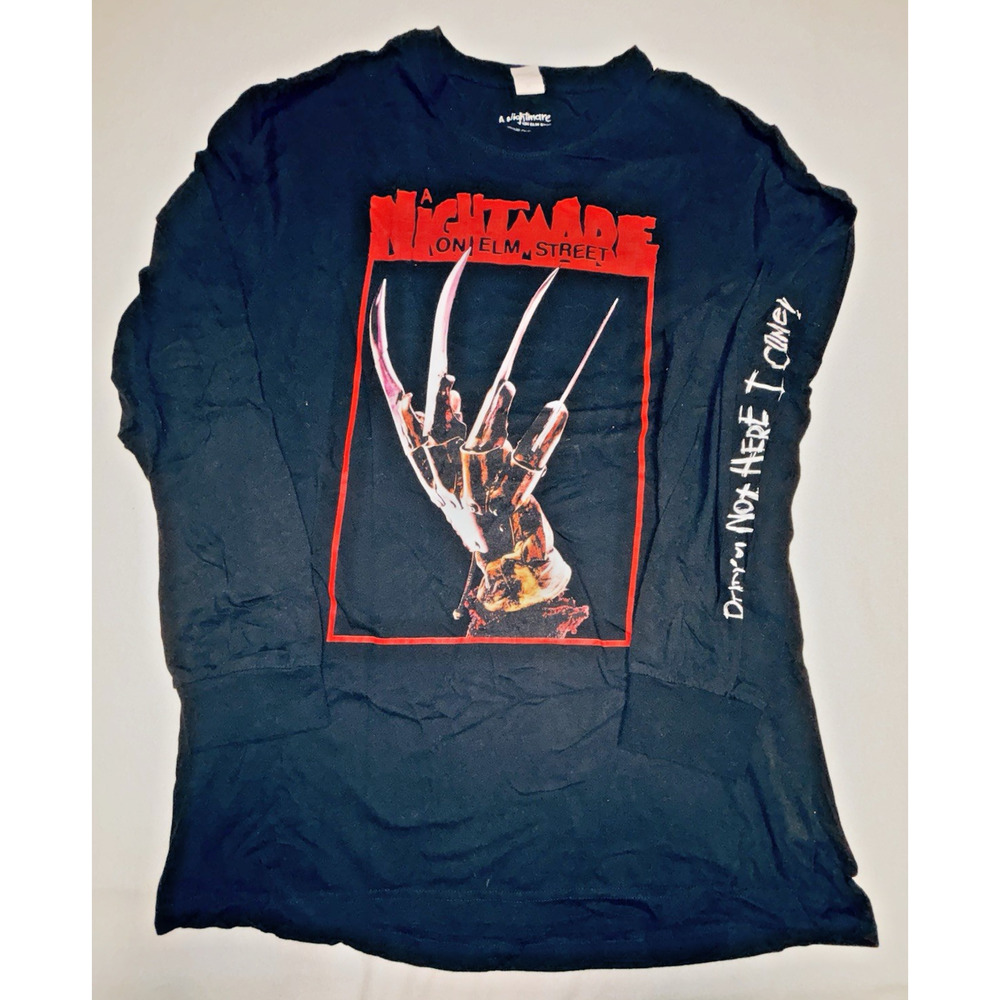 A Nightmare on Elm Street Freddy Krueger Black Graphic T Shirt XL Long Sleeve